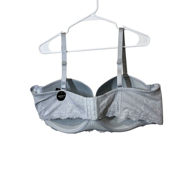 Torrid 50DD Bombshell Everyday Strapless Lined Bra With Lace & Removable Multi-W - Picture 4 of 7